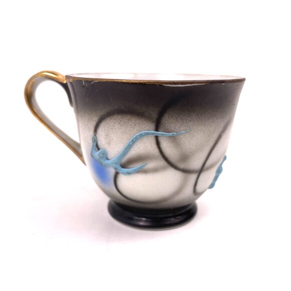 Vintage Japanese Moriage Dragon Demitasse Tea Set – Hand-Painted, 3 Cup & Saucer - Picture 8 of 12